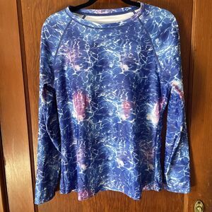 Davena Rashguard XL Blue Water Swimtop Padded Long Sleeve UV Rash Guard NWT